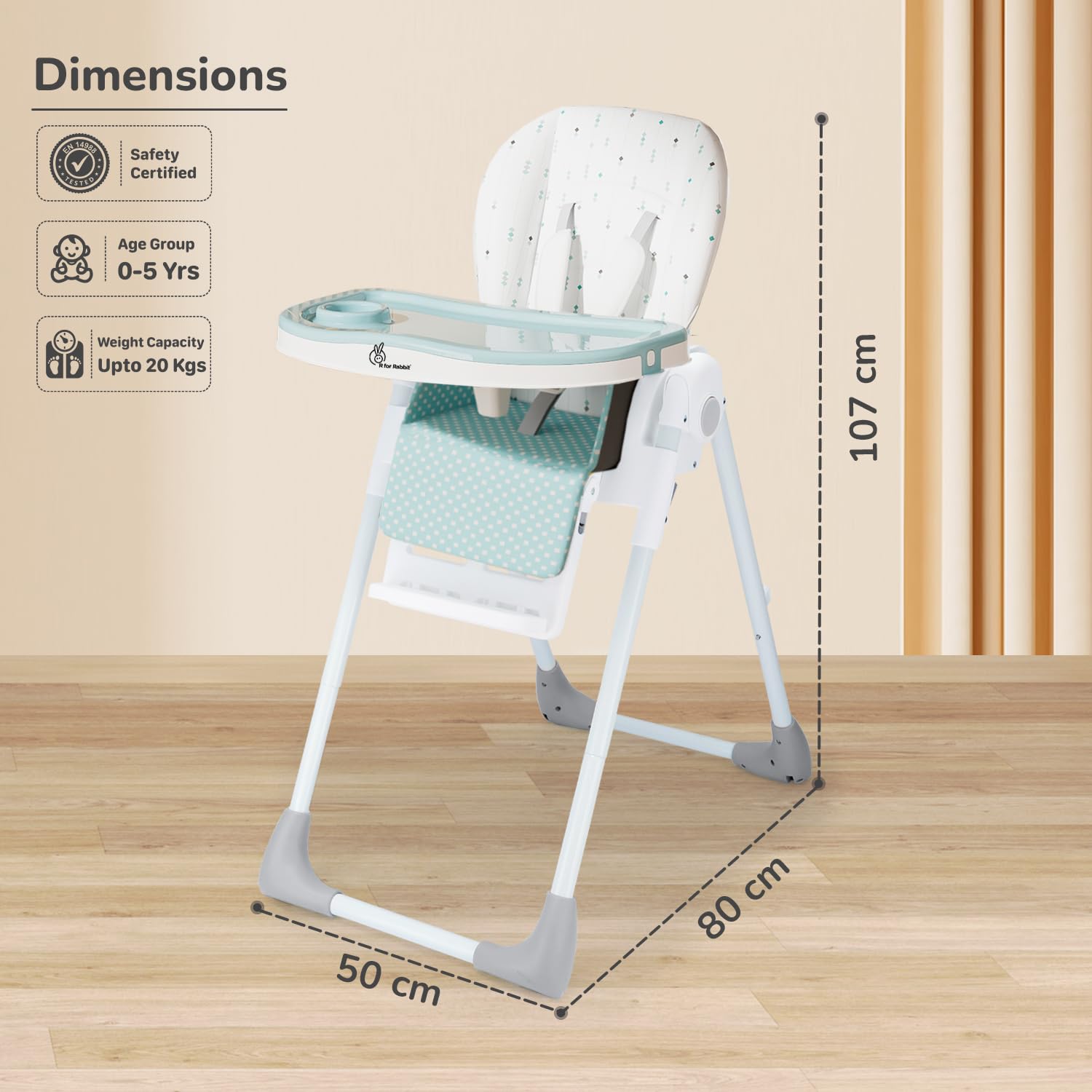 Marshmallow Lite Baby Feeding High Chair for babies, adjustable to 6 levels, with a cute bear design on the backrest and a removable tray. Ideal for baby feeding time on usmile.toys. www.usmile.toys